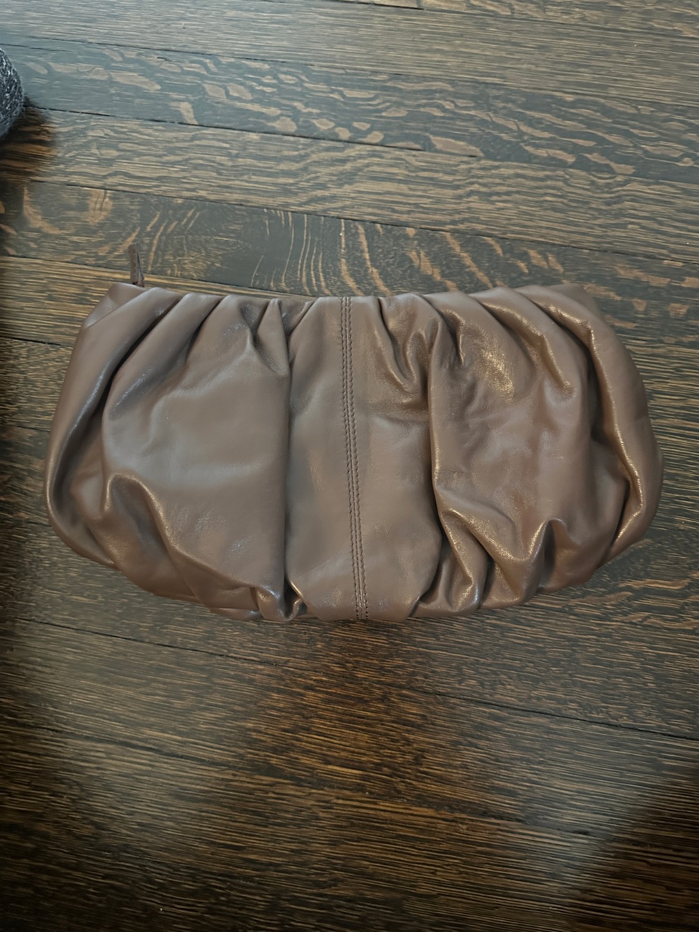 Brown Womens Leather Gathered Clutch or shoulder bag